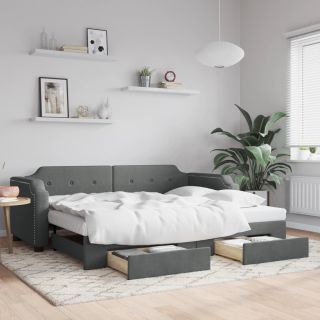 diivanvoodi väljatõmmatava osaga, tumehall, 80x200 cm kangas