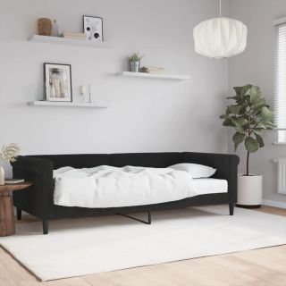 diivanvoodi madratsiga, must, 90x200 cm, samet