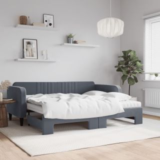 diivanvoodi väljatõmmatava osaga, tumehall 90x200 cm, samet