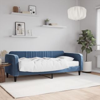 diivanlvoodi madratsiga, sinine, 90x200 cm, samet