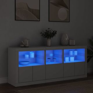 Сервант со светодиодной подсветкой, белый, 162x37x67 см