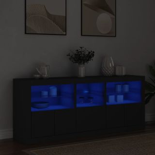 puhvetkapp LED-tulega, must, 162x37x67 cm