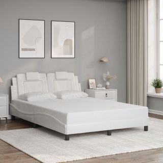 voodiraam peatsiga, valge, 120x200 cm, kunstnahk