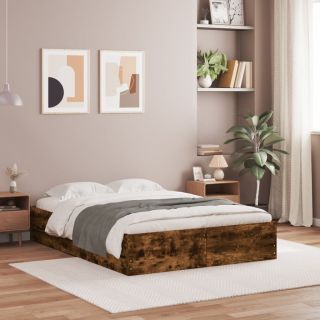 каркас кровати с ящиками, копченый дуб, 120 х 200 см, искусственное дерево