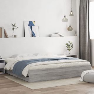 voodiraam sahtlitega, hall Sonoma tamm, 160x200 cm, tehispuit