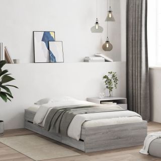 voodiraam sahtlitega, hall Sonoma tamm, 75x190 cm, tehispuit
