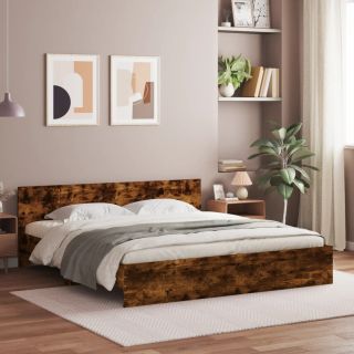 каркас кровати с изголовьем, копченый дуб, 180x200 см