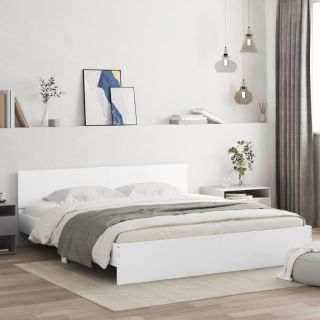 каркас кровати с изголовьем, белый, 200 x 200 см
