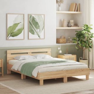 voodiraam peatsiga, Sonoma tamm, 140 x 190 cm, tehispuit
