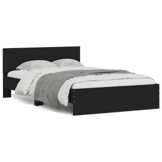 LED-tulede ja peatsiga voodiraam, must, 120x190 cm