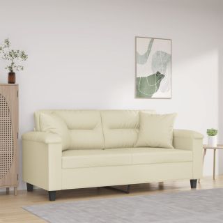 2-kohaline diivan patjadega, kreemjas, 140 cm, kunstnahk