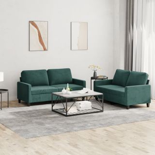2-osaline diivanikomplekt patjadega, tumeroheline, samet
