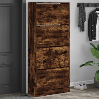 Тумба для обуви, 4 складные двери, копченый дуб, 80 x 34 x 187,5 см
