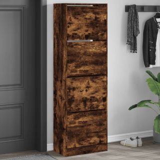 Тумба для обуви, 4 складные двери, копченый дуб, 60 x 34 x 187,5 см
