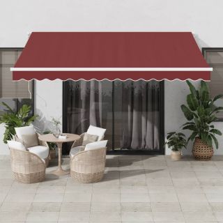 käsitsi sissetõmmatav varikatus, burgundia punane, 400 x 350 cm