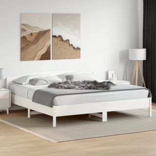 voodiraam ilma madratsita, valge, 180 x 200 cm, männipuit