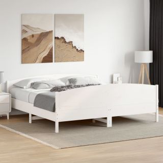voodiraam ilma madratsita, valge, 200 x 200 cm, männipuit