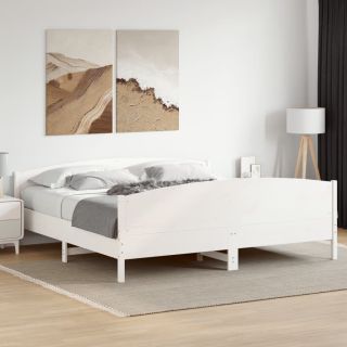 voodiraam ilma madratsita, valge, 180 x 200 cm, männipuit