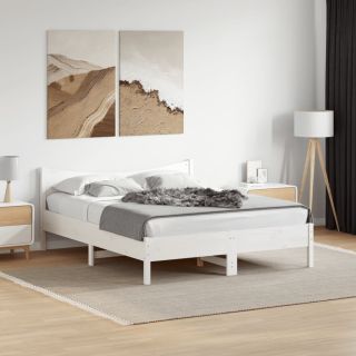 voodiraam ilma madratsita, valge, 160 x 200 cm, männipuit