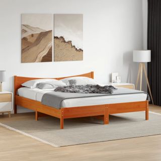 voodiraam ilma madratsita, vahapruun, 200 x 200 cm, männipuit