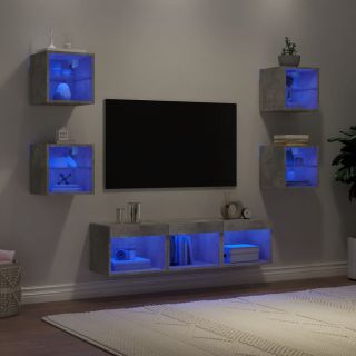 7-osaline telerikappide komplekt LED-tuledega, betoonhall