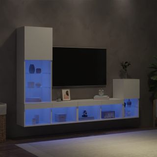 4-osaline telerikappide komplekt LED-tuledega, valge, tehispuit