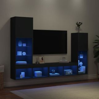 4-osaline telerikappide komplekt LED-tuledega, must, tehispuit