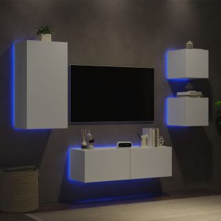 4-osaline telerikappide komplekt LED-tuledega, valge