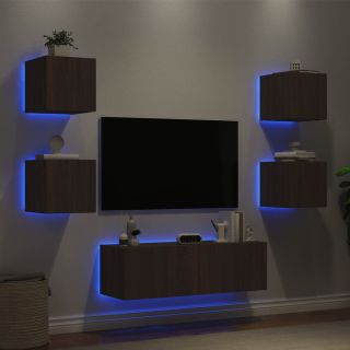 5-osaline telerikappide komplekt LED-tuledega, pruun tamm
