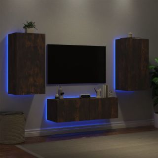 3-osaline telerikappide komplekt LED-tuledega, suitsutamm