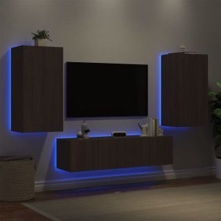 4-osaline telerikappide komplekt LED-tuledega, pruun tamm