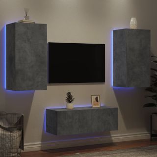 4-osaline telerikappide komplekt LED-tuledega, betoonhall