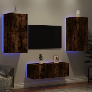 4-osaline telerikappide komplekt LED-tuledega, suitsutatud tamm