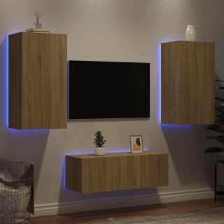 4-osaline telerikappide komplekt LED-tuledega, Sonoma tamm