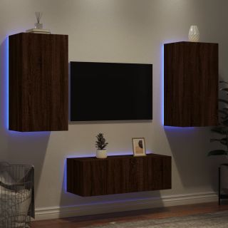 4-osaline telerikappide komplekt LED-tuledega, pruun tamm