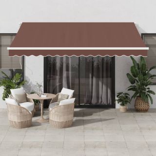 käsitsi sissetõmmatav varikatus LEDiga, pruun, 400 x 350 cm