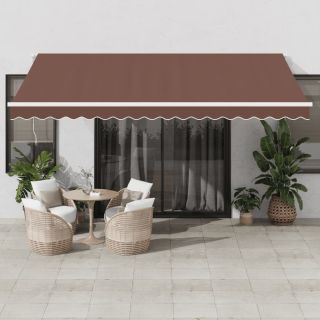 automaatselt sissetõmmatav varikatus LEDiga, pruun, 450x350 cm