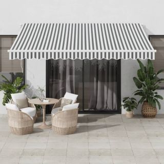 käsitsi sissetõmmatav varikatus, antratsiithall/valge 400x350cm