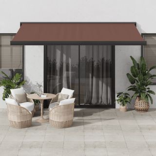 käsitsi sissetõmmatav varikatus, pruun, 400 x 300 cm