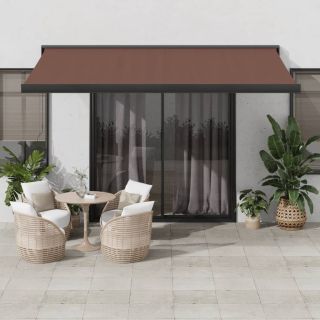 käsitsi sissetõmmatav varikatus, pruun, 450 x 300 cm