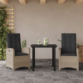 3-osaline aiamööbli komplekt patjadega, helehall, polürotang