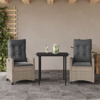 3-osaline aiamööbli komplekt patjadega, helehall, polürotang