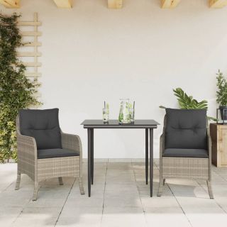 3-osaline aiamööbli komplekt patjadega, helehall, polürotang