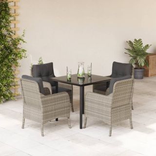 5-osaline aiamööbli komplekt patjadega, helehall, polürotang