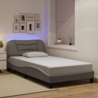 Каркас кровати со светодиодами без матраса Ткань Taupe 100x200 см