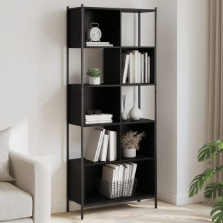 книжный шкаф черный, 72 x 28 x 172 см, искусственное дерево