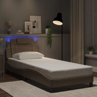 voodiraam LEDiga ilma madratsita Cappuccino 90 x 200 cm