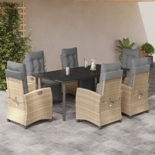 7-osaline aia söögimööbli komplekt patjadega, beežid toonid