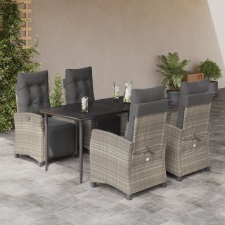 5-osaline aiamööbli komplekt patjadega, helehall, polürotang