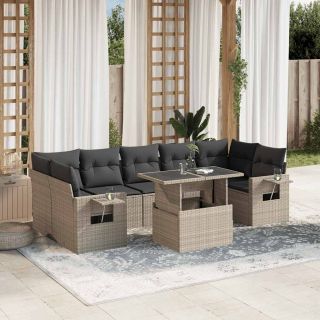 8-osaline aiadiivani komplekt patjadega, helehall, polürotang